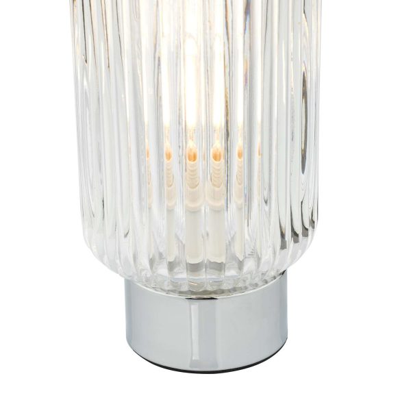 Mason Touch Table Lamp Polished Chromed Ribbed Glass - Image 3