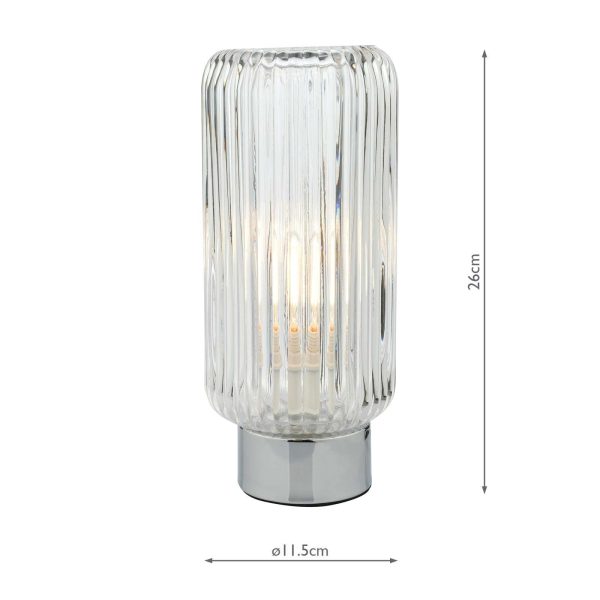 Mason Touch Table Lamp Polished Chromed Ribbed Glass - Image 5