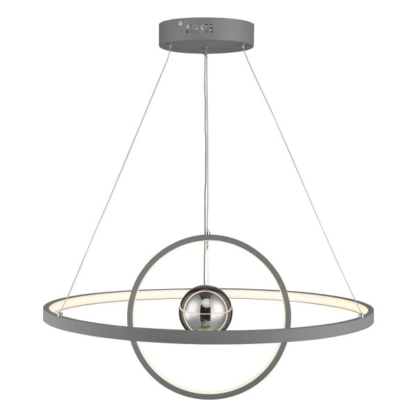 Mercury 1lt Pendant Horizontal 2 Sphere Grey LED