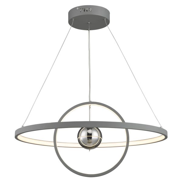 Mercury 1lt Pendant Horizontal 2 Sphere Grey LED - Image 3