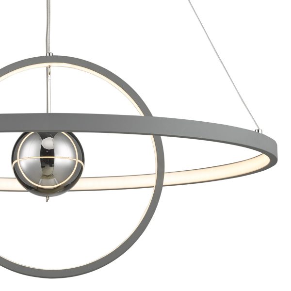 Mercury 1lt Pendant Horizontal 2 Sphere Grey LED - Image 4