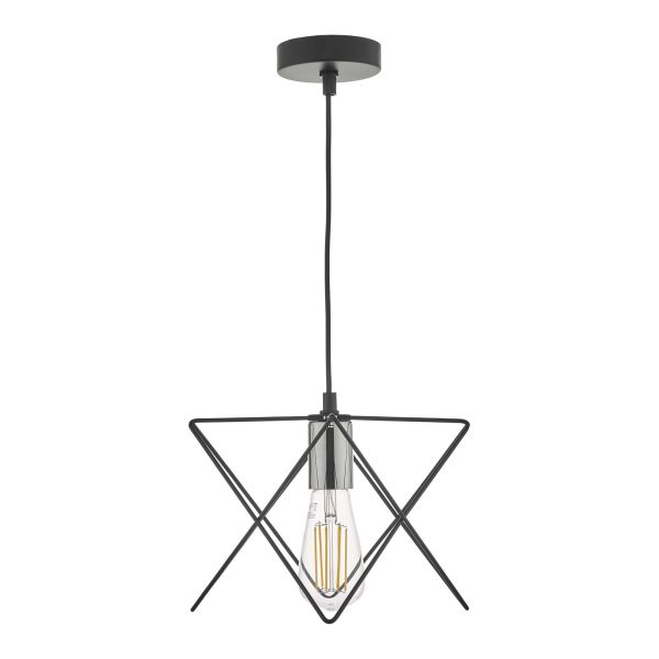 Midi 1 Light Pendant Black and Polished Chrome - Image 2