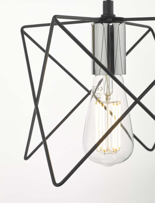 Midi 1 Light Pendant Black and Polished Chrome - Image 3