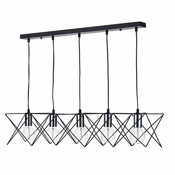 Midi 5lt Bar Pendant Black & Polished Chrome - Image 4