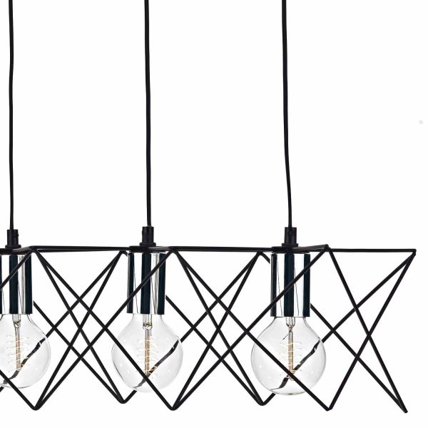 Midi 5lt Bar Pendant Black & Polished Chrome - Image 2