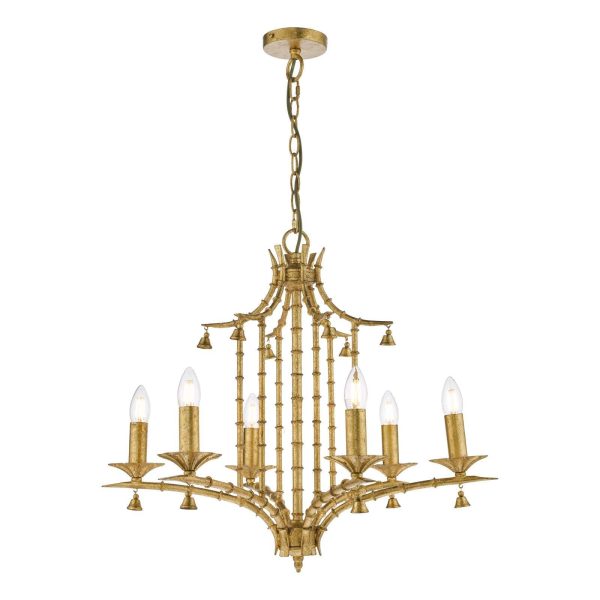 Miette 6 Light Pendant Antique Gold Leaf