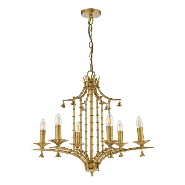 Miette 6 Light Pendant Antique Gold Leaf - Image 2