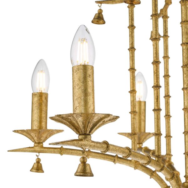 Miette 6 Light Pendant Antique Gold Leaf - Image 3