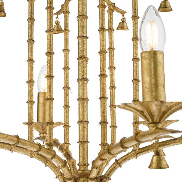 Miette 6 Light Pendant Antique Gold Leaf - Image 5