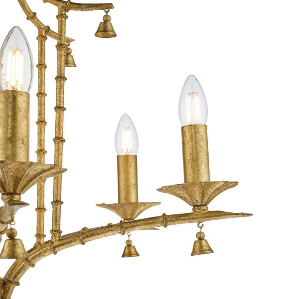 Miette 6 Light Pendant Antique Gold Leaf - Image 6