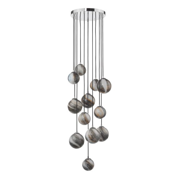 Mikara 12 Light Cluster Pendant Polished Chrome Glass 2.5M - Image 2