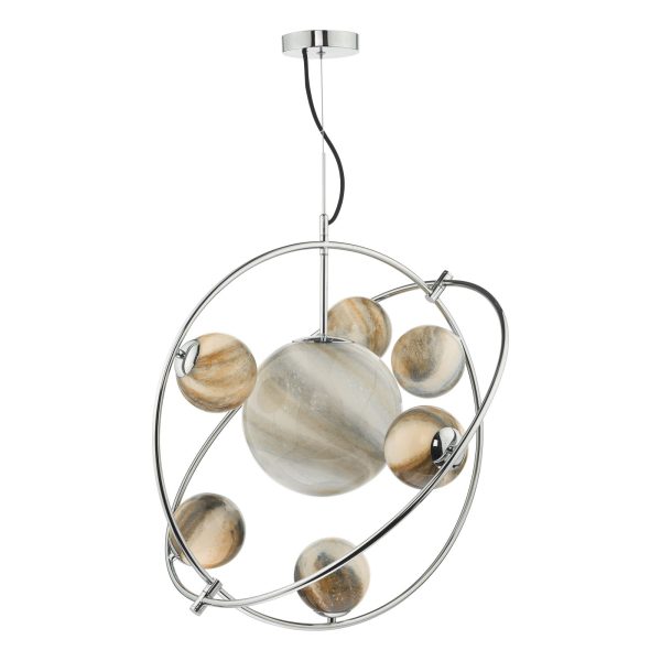 Mikara 7 Light Pendant Polished Chrome Glass