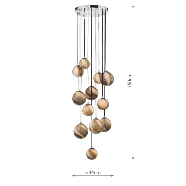 Mikara 12 Light Cluster Pendant Polished Chrome Glass 1.5M - Image 6