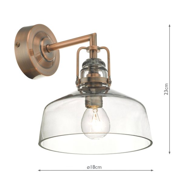 Miles Wall Light Antique Copper Smoked Glass - Image 2