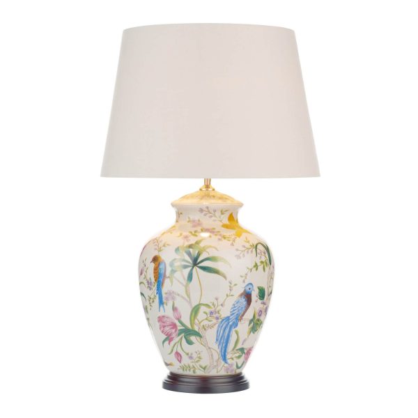 Mimosa Table Lamp Floral/Bird Print With Shade