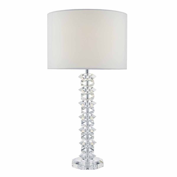 Mina Table Lamp Polished Chrome & Crystal C/W Cream Cotton Shade - Image 3