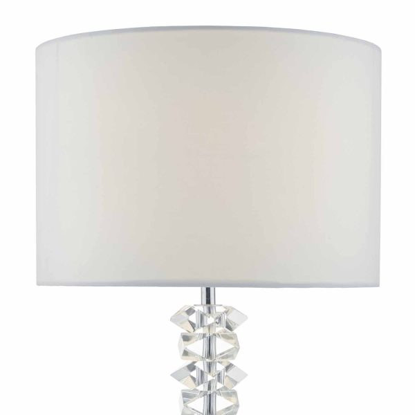 Mina Table Lamp Polished Chrome & Crystal C/W Cream Cotton Shade