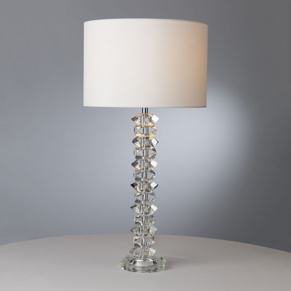 Mina Table Lamp Polished Chrome & Crystal C/W Cream Cotton Shade - Image 4