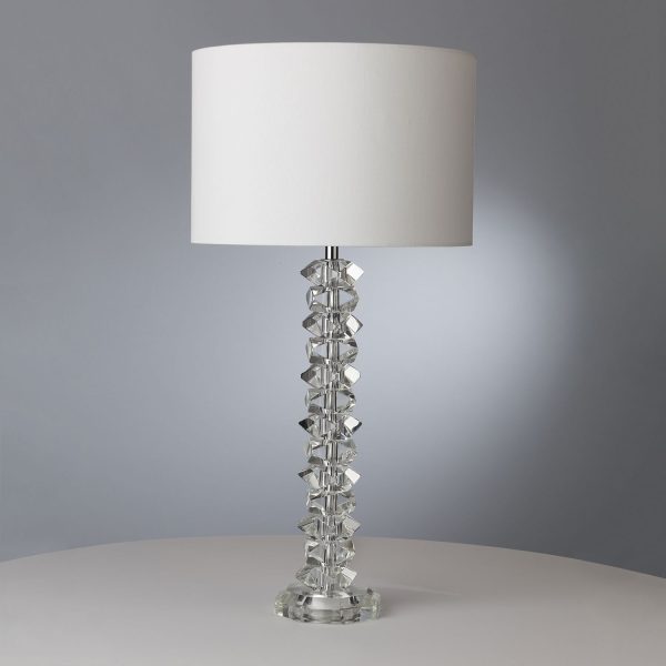 Mina Table Lamp Polished Chrome & Crystal C/W Cream Cotton Shade - Image 5