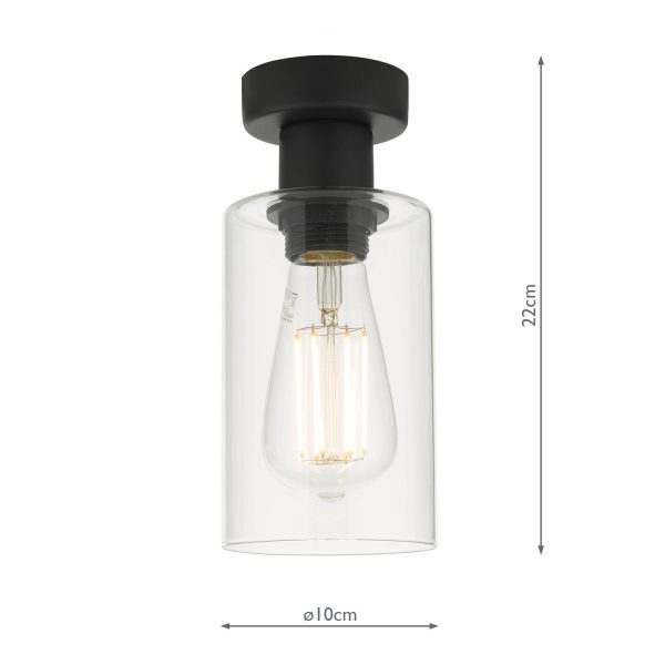 Miu 1 Light Flush Matt Black Glass - Image 3