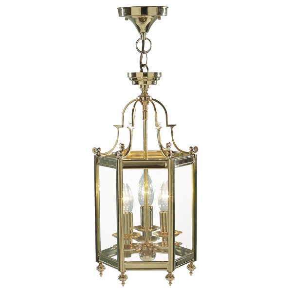 Moorgate Hexagonal Hall Lantern Dual Mount Polished Brass - Image 3