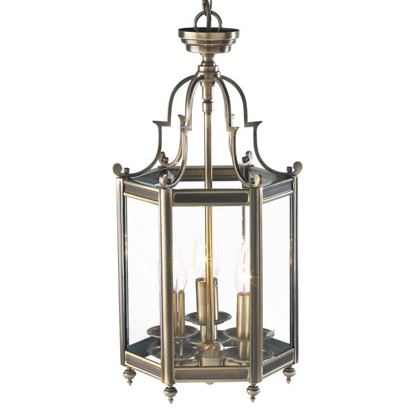 Moorgate Hexagonal Hall Lantern Dual Mount Antique Brass - Image 3