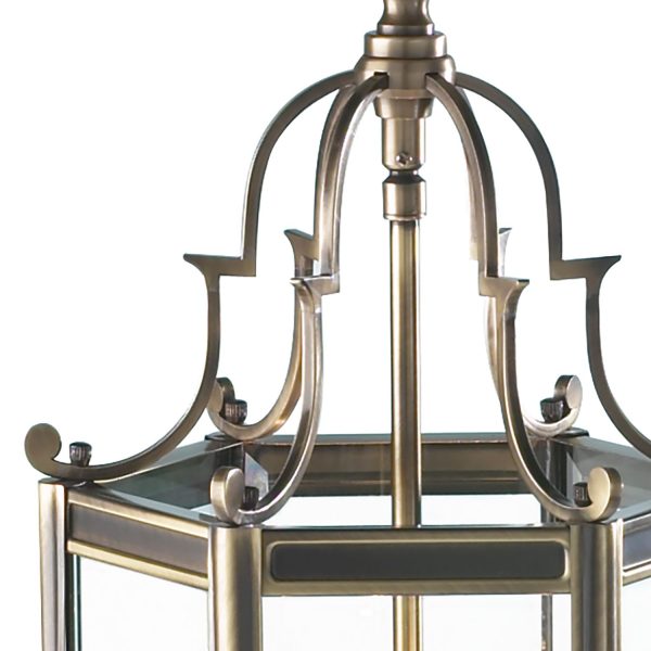 Moorgate Hexagonal Hall Lantern Dual Mount Antique Brass - Image 2