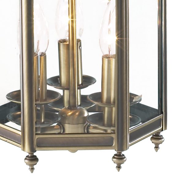 Moorgate Hexagonal Hall Lantern Dual Mount Antique Brass