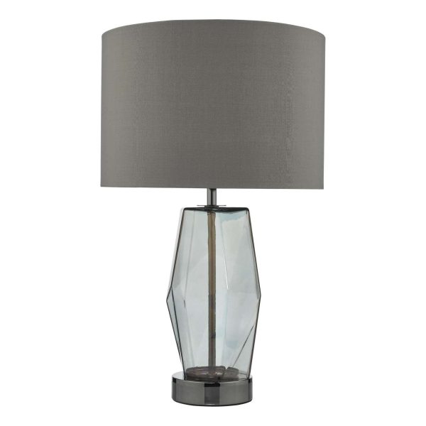 Mubina Touch Table Lamp Black Chrome Smoked Glass With Shade - Image 2