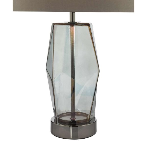 Mubina Touch Table Lamp Black Chrome Smoked Glass With Shade - Image 3