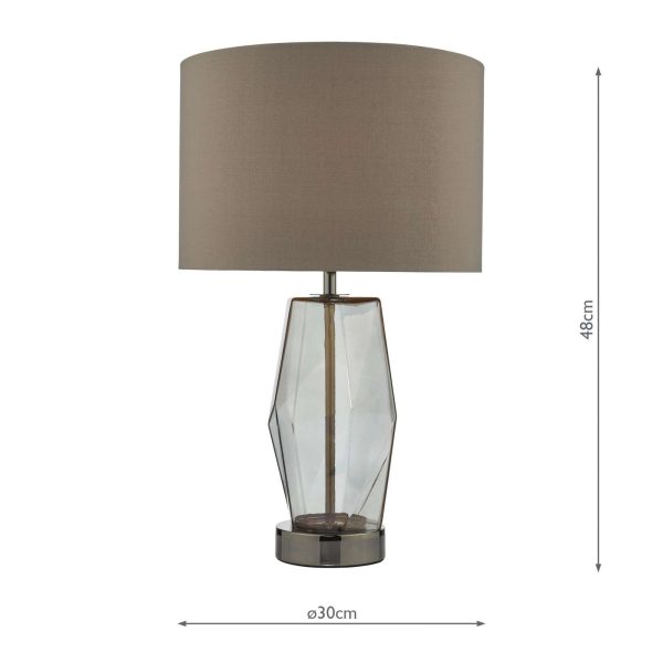 Mubina Touch Table Lamp Black Chrome Smoked Glass With Shade - Image 6