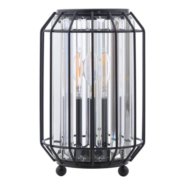 Naeva Table Lamp Matt Black and Crystal - Image 2