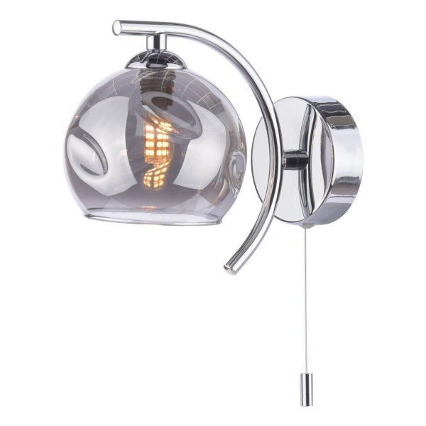 Nakita Wall Light Polished Chrome Smoked Dimpled Glass - Image 3