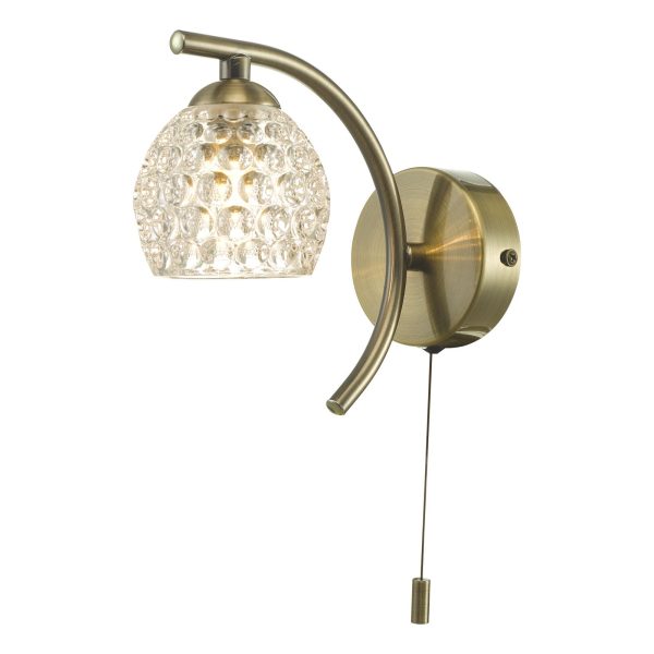 Nakita Wall Light Antique Brass With Dimpled Glass - Image 2