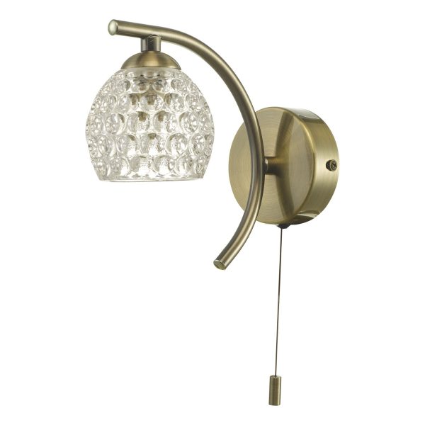 Nakita Wall Light Antique Brass With Dimpled Glass - Image 3