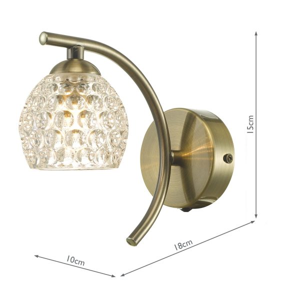 Nakita Wall Light Antique Brass With Dimpled Glass - Image 7