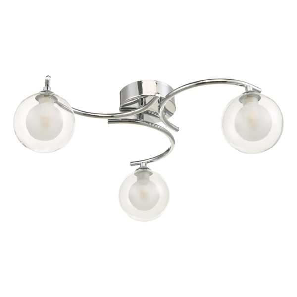 Nakita 3 Light Semi Flush Polished Chrome With Clear/Opal Glass - Image 2