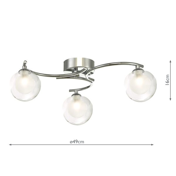 Nakita 3 Light Semi Flush Polished Chrome With Clear/Opal Glass - Image 6