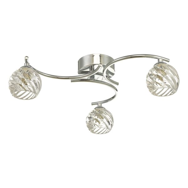 Nakita 3 Light Semi Flush Polished Chrome With Twisted Open Glass - Image 2