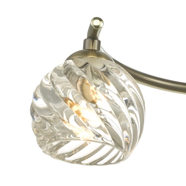 Nakita 3 Light Semi Flush Antique Brass With Twisted Open Glass - Image 3