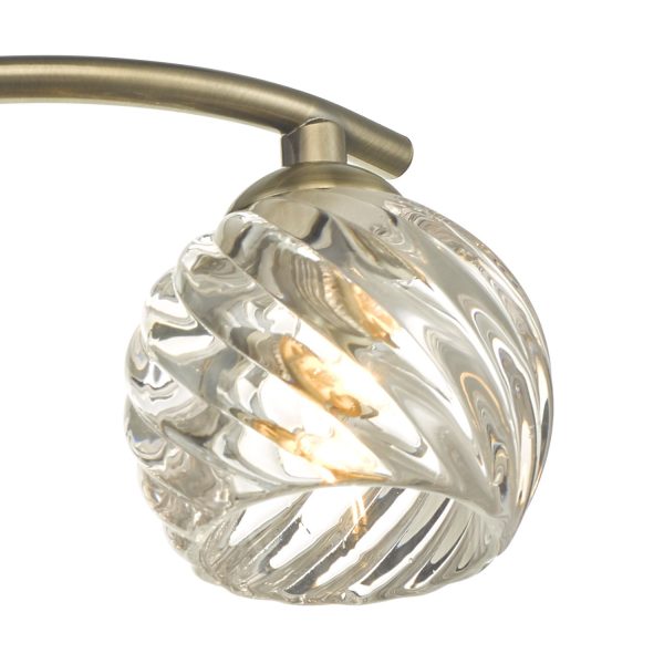 Nakita 3 Light Semi Flush Antique Brass With Twisted Open Glass - Image 5