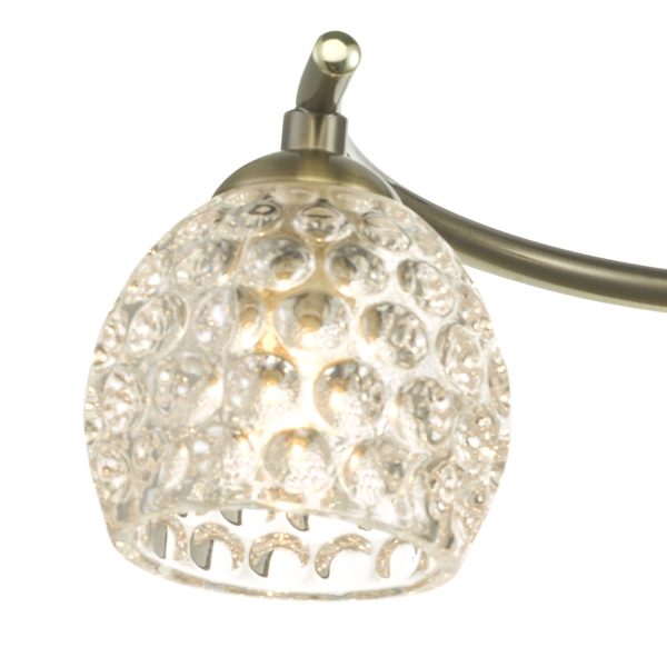 Nakita 3 Light Semi Flush Antique Brass With Dimpled Glass - Image 3