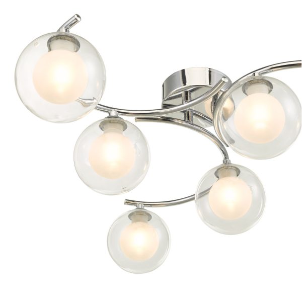 Nakita 6 Light Semi Flush Polished Chrome With Clear/Opal Glass - Image 2