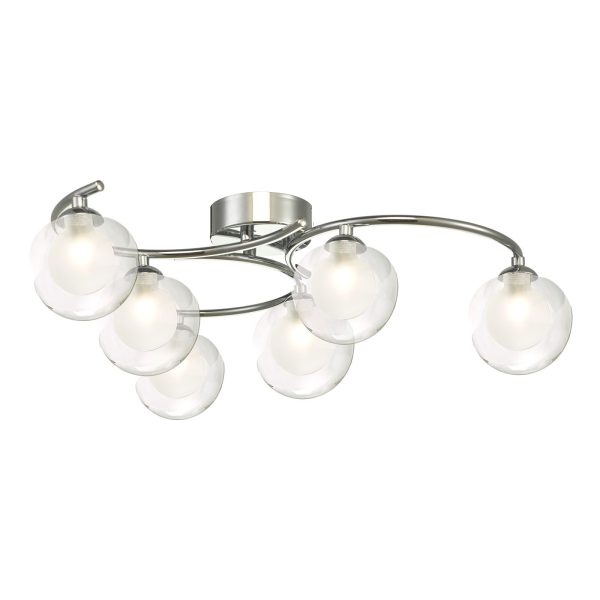 Nakita 6 Light Semi Flush Polished Chrome With Clear/Opal Glass - Image 4