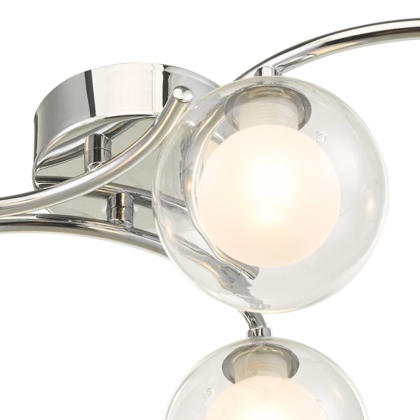 Nakita 6 Light Semi Flush Polished Chrome With Clear/Opal Glass - Image 6