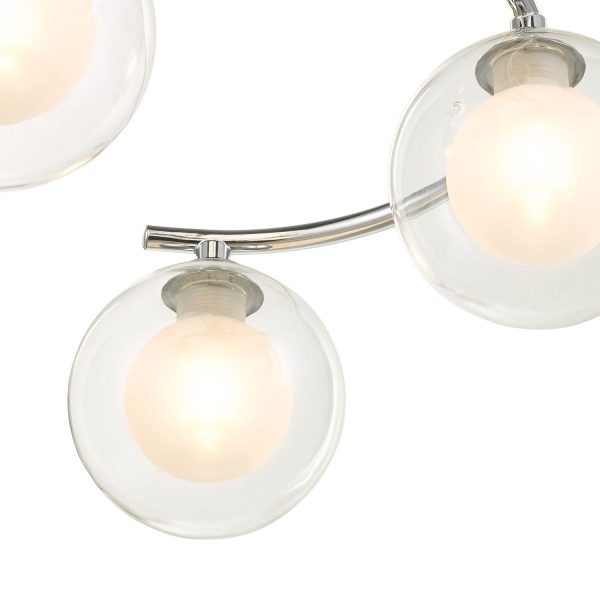 Nakita 6 Light Semi Flush Polished Chrome With Clear/Opal Glass - Image 7