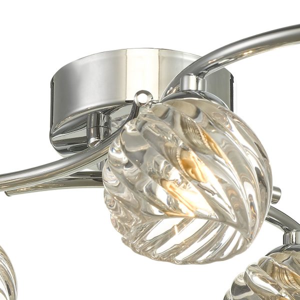 Nakita 6 Light Semi Flush Polished Chrome With Twisted Open Glass - Image 4