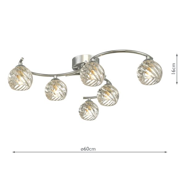 Nakita 6 Light Semi Flush Polished Chrome With Twisted Open Glass - Image 6