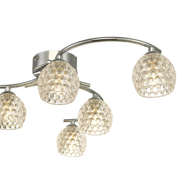 Nakita 6 Light Semi Flush Polished Chrome With Dimpled Glass - Image 2