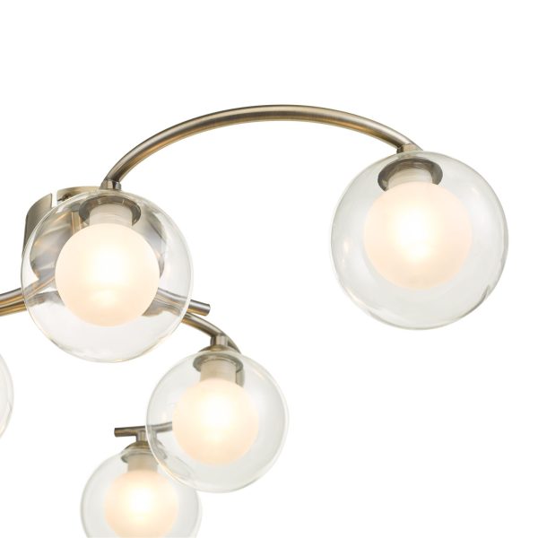 Nakita 6 Light Semi Flush Antique Brass With Clear.Opal Glass - Image 2